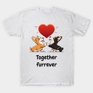 Together furrever - ♥ furry buddies cute heart valentine's day design T-Shirt